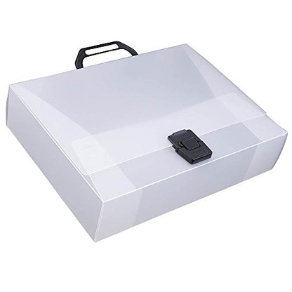JAM PAPER Plastic Portfolio Briefcase with Handles - Wide - 12 3/4 x 9 1/2 x 3 - Clear - Sold Individually
