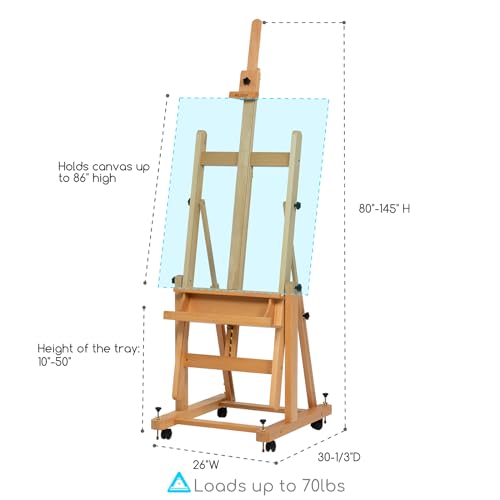 MEEDEN Enlarged Heavy Duty H-Frame Easel: Artist Wooden Studio Easel - color: Natural, size: X-Large