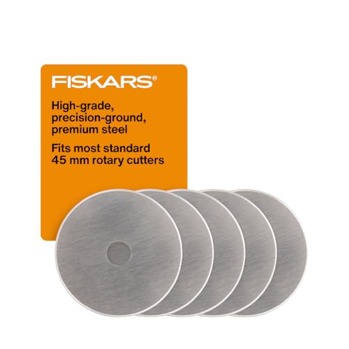 Fiskars 45mm Rotary Cutter Blade Replacements for Fabric, 5-Pack - size: 45mm, style: 5 Pack - Standard
