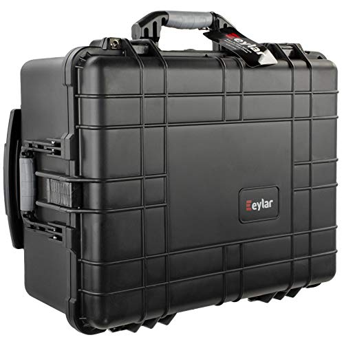 Eylar Large 22.06" Protective Roller Hard Camera Case for Cameras, Drones, Tools, and AV Equipment with IP67 Waterproof, Shock Resistant, and Customizable Foam Inserts (Black)