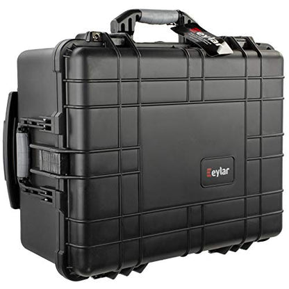 Eylar Large 22.06" Protective Roller Hard Camera Case for Cameras, Drones, Tools, and AV Equipment with IP67 Waterproof, Shock Resistant, and Customizable Foam Inserts (Black)