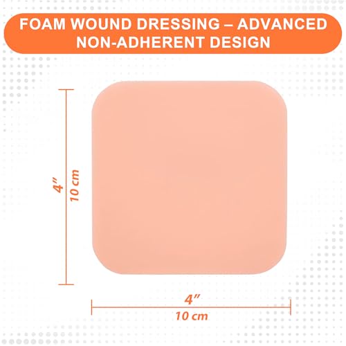 MedVance Waterproof Non-Adhesive Hydrophilic Foam Dressing 4"x4", Box of 5 - size: 4"x4" PHMB 5 Pack