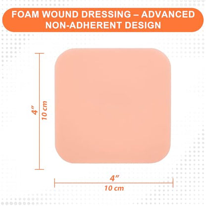 MedVance Waterproof Non-Adhesive Hydrophilic Foam Dressing 4"x4", Box of 5 - size: 4"x4" PHMB 5 Pack