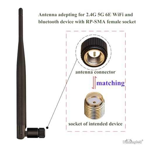 WiFi 6E Tri-Band 2.4GHz 5GHz 6GHz SMA Male Antenna, Compatible with WiFi Router Motherboard Camera PCI-E Network Card USB Adapter Security Camera Video 2-Pack 19.5cm Peak WiFi Antennas