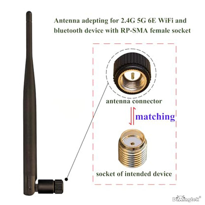 WiFi 6E Tri-Band 2.4GHz 5GHz 6GHz SMA Male Antenna, Compatible with WiFi Router Motherboard Camera PCI-E Network Card USB Adapter Security Camera Video 2-Pack 19.5cm Peak WiFi Antennas