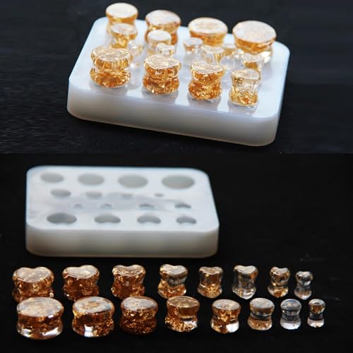 Ears Stretcher Silicone Mold, DIY Ears Stretching Molds Epoxy Resin Mold, Round Heart Shaped Ears Expander Moulds for DIY Craft