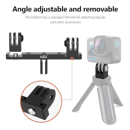 HSU Aluminum Dual Twin Mount, 1/4”-20 Cold Shoe Mount Adapter - color: Ordinary