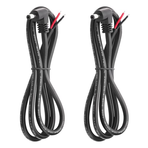 2Pcs 3FT 16AWG DC5.5mm x 2.5mm Right Angle Male Power Pigtails Cable - style: DC5525 Male Right Angle