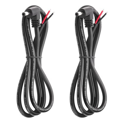 2Pcs 3FT 16AWG DC5.5mm x 2.5mm Right Angle Male Power Pigtails Cable - style: DC5525 Male Right Angle
