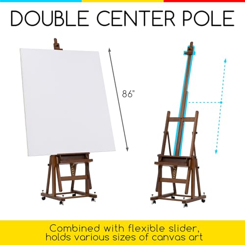MEEDEN Enlarged H-Frame Art Easel: Solid Beech Wood Artist Heavy Duty Easel - color: Walnut, size: X-Large