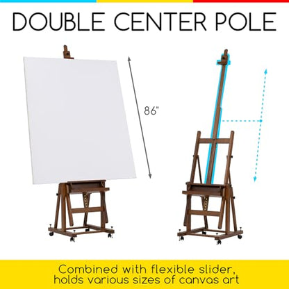 MEEDEN Enlarged H-Frame Art Easel: Solid Beech Wood Artist Heavy Duty Easel - color: Walnut, size: X-Large