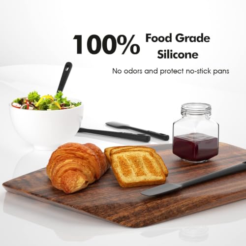 ChefAide 4 Pieces Silicone Spatulas Set, Heat Resistant Rubber Spatula - color: Black, size: 4 pieces