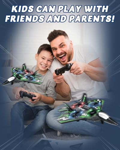 JoyRapt Drones for Kids, RC Plane, Remote Control Airplane with LED, Green - color: Green