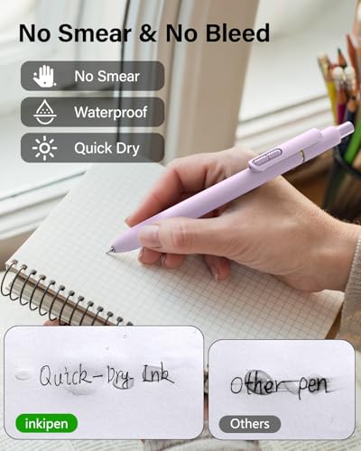 inkipen 8 Pcs Gel Pen-with Fidget Clip, Black Ink, Fine Point(0.5mm) - color: Morandi-8PCS