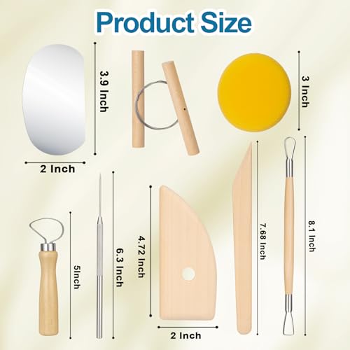 Amrules 8 Pcs Polymer Clay Sculpting Tools Kit for Adults, Light Yellow - color: Lightyellow-8Pcs