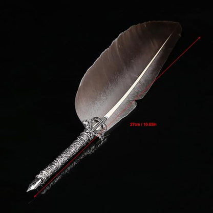 Feather Pen 10.63in Quill and Ink Bottle Set (Without Ink)