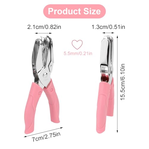 Rongon 1/4in Heart Shaped Hole Puncher, 2PCS Single Paper Punch - size: 2 Pcs Heart Shaped