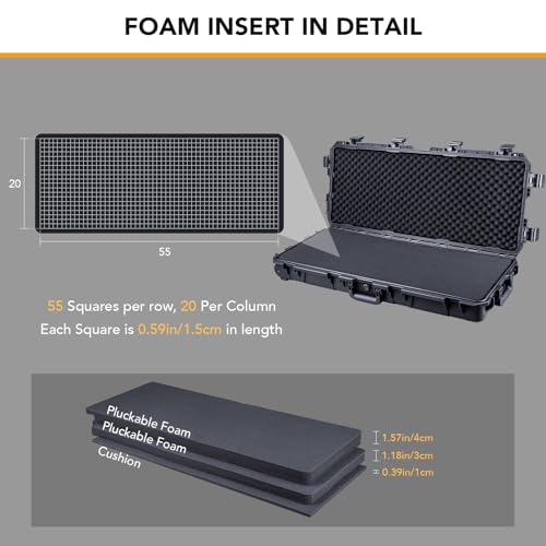 Lykus HC-9010 Hard Case with Wheels and Foam, Inner Size 32.68*11.81*4.25in - size: HC-9010