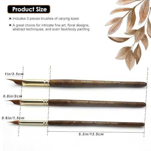 Wedge Paint Brushes Set, Triangle Detail Brushes for Watercolor Painting - size: Small