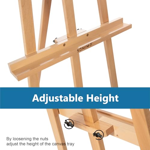 A-Frame Wooden Display Easel, Lyre Beechwood Studio Easel Stand, Natural - color: Natural