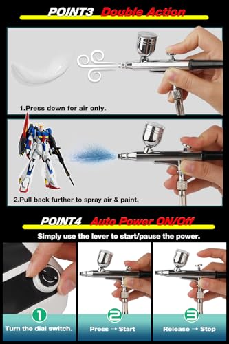 Airbrush Kit with Compressor, Can Connect Two Airbrushes, High-Pressure Air - size: One Airbrush Kit