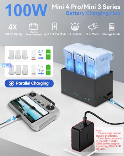 LKTOP 100W Parallel Charging Hub for DJI Mini 5/4/3 Pro - size: For Mini 4/3 Series, style: Hub