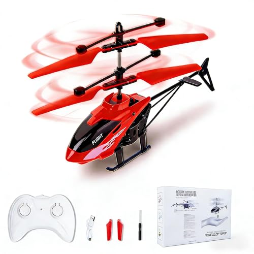 Remote Control Helicopter, Gesture Sensing Indoor Flying Helicopter Toys,RC Airplane for Teenages with 10Mins Flight, RC Helicopters for Kids with Light,Birthday Gifts for Boys and Girls (Red) - color: Red