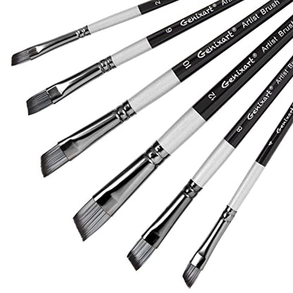 Genixart Angle Paint Brush Set – Art Paintbrushes Acrylic Oil Watercolor - size: Angle - 6 Pcs