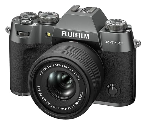 Fujifilm X-T50 Mirrorless Digital Camera XC15-45mmF3.5-5.6 OIS PZ Lens Kit - Charcoal Silver Bundle with Additional Accessories