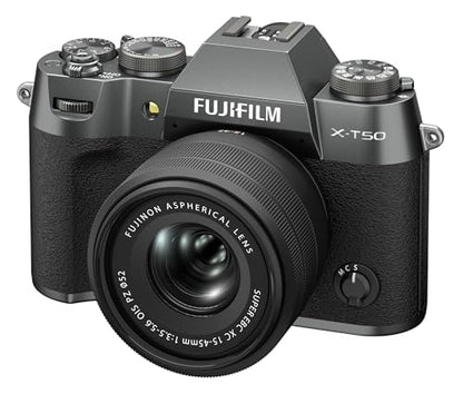 Fujifilm X-T50 Mirrorless Digital Camera XC15-45mmF3.5-5.6 OIS PZ Lens Kit - Charcoal Silver Bundle with Additional Accessories