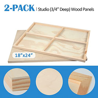 Falling in Art 2 Pack 18x24 Unfinished Birch Wood Panels Kit for Painting - size: 18*24 2-pack