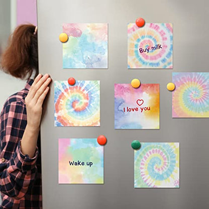 Eaasty 12 Pcs Rainbow Sticky Notes Tie Dye Pastel Sticky Note, 3 x 3 Inch - size: 3 x 3 Inch