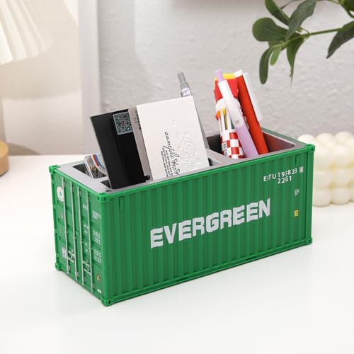 Desk Organizer Office Supplies Multi-function Shipping Container Storage Box Pen/Pencil,Business Name Cards Remote Control Holder Gray, Pen and Pencil Shipping Container Style Holders (Prasinous) - color: Prasinous