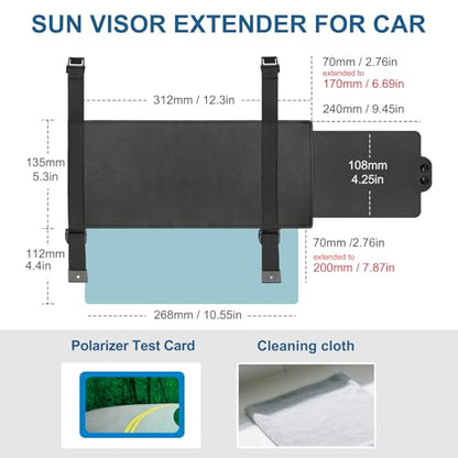 Veharvim Sun Visor Extender for Car (Polarized, UV400, PC Lens, Side Sunshade, Straps&Adjusters), Car Visor Extender Sun Blocker, Visor Extender Attachment, Anti-Glare for Safe Driving(Driver Side) - size: Driver Side