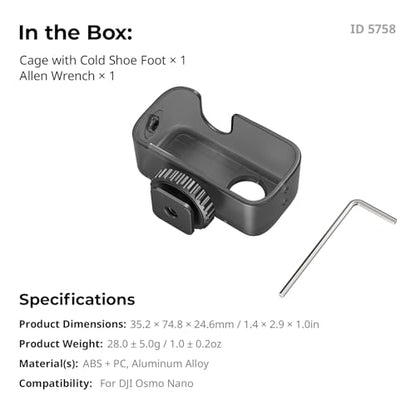 SMALLRIG Case for DJI Osmo Nano with Cold Shoe Mount, Horizontal-to-Vertical Shooting, for DJI Osmo Nano Sports Camera Accessories, Connect to Camera and Case with Cold Shoe - style: Nano Cold Shoe Case - 5758