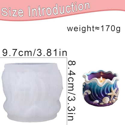 Wave Candle Molds, Seashell Jar Silicone Molds for Resin, Concrete - color: Blue Wave Resin Mold
