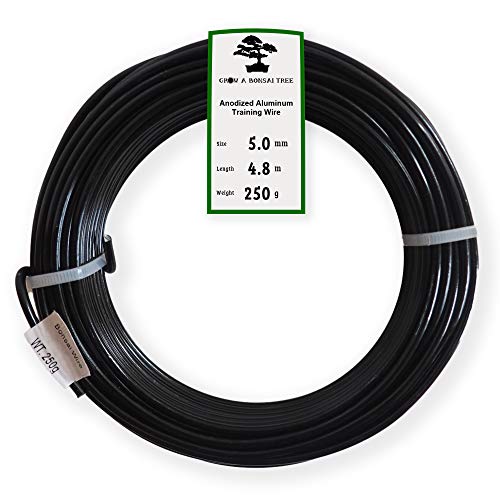 Anodized Aluminum 5.0mm Bonsai Training Wire 250g Large Roll (15.7 feet) - Choose Your Size and Color (5.0mm, Black) - color: Black, size: 5.0mm