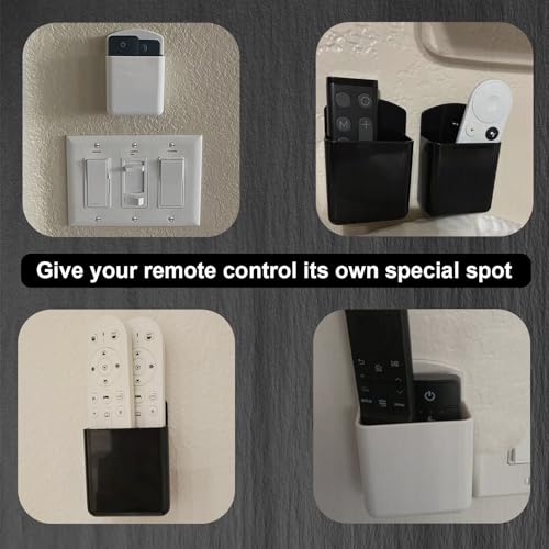 4Pcs Adhesive Remote Holder Wall Mount, AC Remote Wall Mount, Wall Remote Control Holder for Home Office Storage (2 Black & 2 White) - color: Black&white