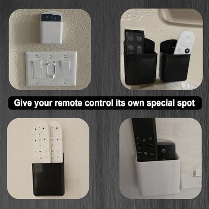 4Pcs Adhesive Remote Holder Wall Mount, AC Remote Wall Mount, Wall Remote Control Holder for Home Office Storage (2 Black & 2 White) - color: Black&white
