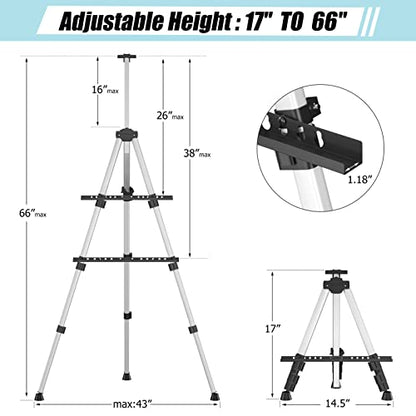 Art Painting Display Easel Stand - Silver Adjustable Floor Artist Easel - style: Silver - 1pack