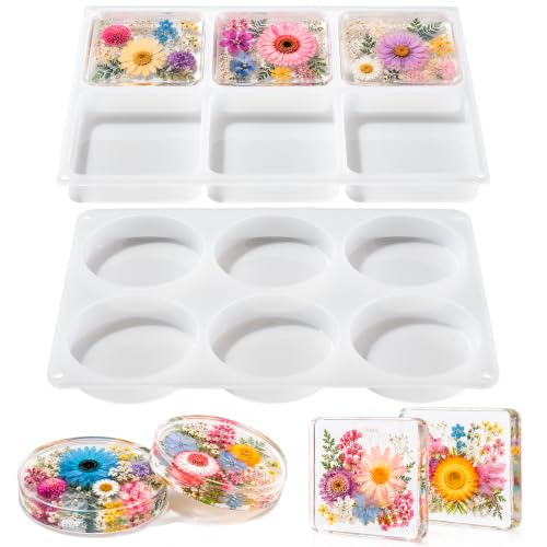 LET'S RESIN 12 Cavity Extra Deep Resin Coaster Molds, Large Silicone Molds - size: 12 cavity