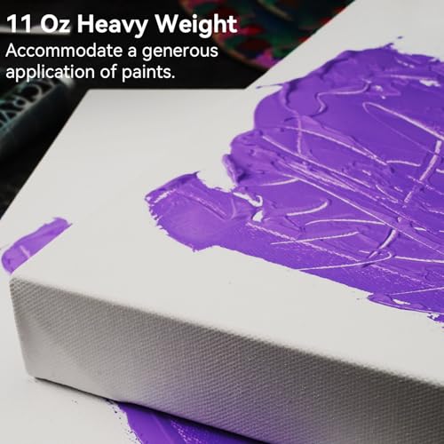 PHOENIX 8x10 Inch 4 Pack Gallery Canvas - 1.5 in Thick Small Canvases for Painting - Deep Edge 100% Cotton 11 Oz. Gesso Primed White Blank Professional Canvas Oil & Acrylic Paints - size: 8"x10", style: Gallery