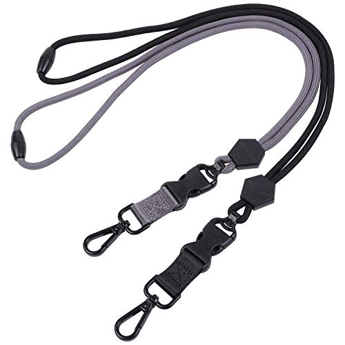 Wisdompro 2 Pack 23" Lanyard with Safety Breakaway Buckle - Black and Gray - color: Black, Gray, size: 23 inches