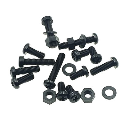 Metric M6 Phillips Pan Head Nylon Screws Nuts Flat Washers Assortment Kit, Screw Length:10mm to 30mm(Black) - size: M6