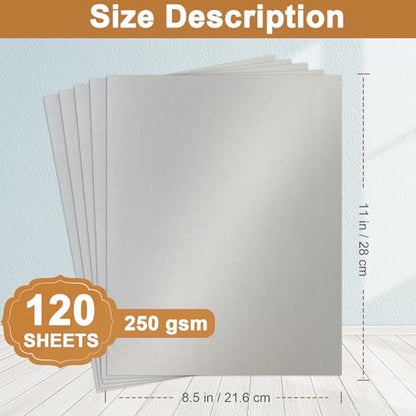 Silunkia 120 Sheets Shimmer Silver Cardstock 8.5 x 11 Craft Paper 92lb - color: Silver, size: 120 Sheets