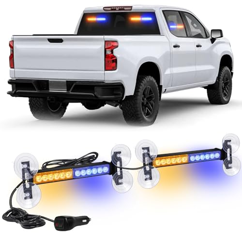 XRIDONSEN 2x 10.7 inch Strobe Light Bar 24 LED Amber Blue Emergency Lights - color: Amber/Blue