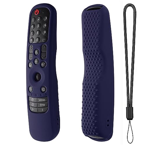 Hi Color Silicone Cover for MR24GA/MR21GA/MR22GN/MR23GA Protective Case Compatible with LG Magic TV C2 C3 G3 OLED Remote Control Slicone Sleeve with Lanyard (Dark Blue) - color: Dark blue