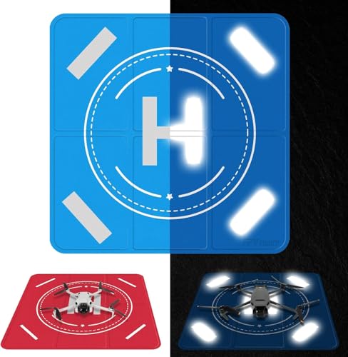 FPVtosky Drone Landing Pad Weighted, Nighttime Reflective & Foldable Launch Pad, Waterproof Helipad for DJI Mini 5/4/3 Pro/Mini 4k/Air 3S/Neo/Flip Drone Accessories (25 in) - size: 25 in