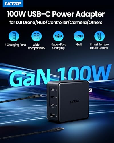 LKTOP 100W Mini 5 Pro Parallel Charging Hub Kit for DJI (2X Fast) with 100W Battery Charger USB-C Power Adapter for DJI Mini 5 Pro Drone Accessories Storage LED SOS Mode, Charge 3 Batteries: 1hr 30min - size: For Mini 5 Pro, style: Hub + 100W Charger (3C1