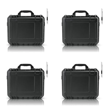 NineLeaf Waterproof Hard Case with DIY Customizable Foam Insert, Portable Protective Storage Case with Knife for Camera, Drones Carry Case, 14.3 × 11.4 × 4.5 in, Black,4PK